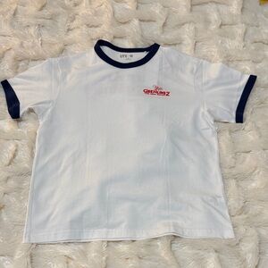 🔥NWT🔥 Uniqlo Warner Bros. Movie Gremlins Graphic Ringer Tee - Medium Blue/White